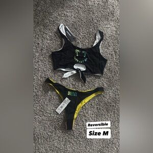 Diesel Black and Yellow Reversible Bikini